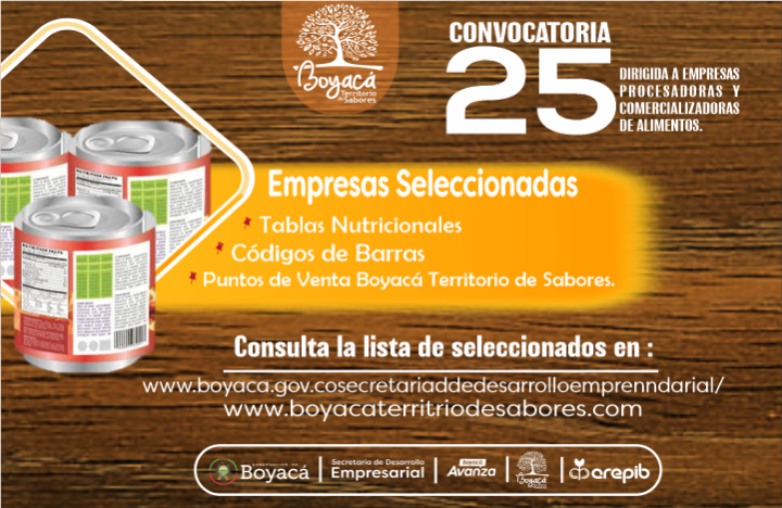 Resultados Convocatoria No. 25  Boyacá Territorio de Sabores ¡¡Con una felicitación a los 2...